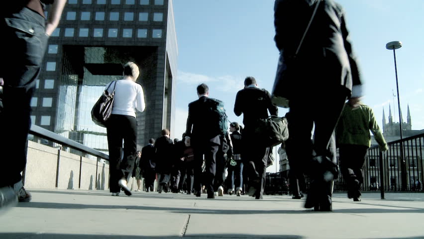 City commuters in slow motion