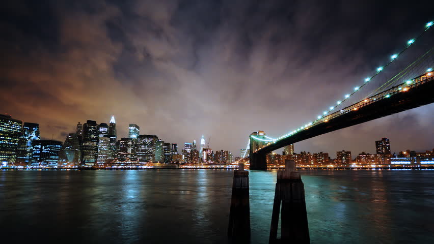Brooklyn Bridge and New York City skyline - Cool tone