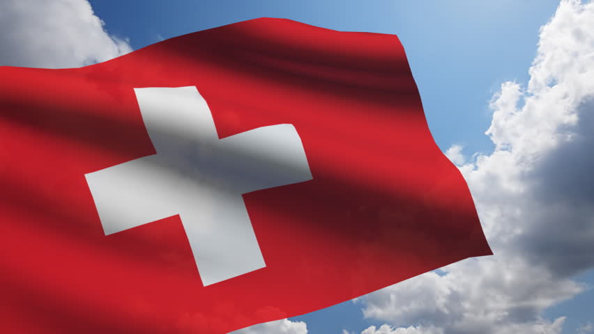 Switzerland flag animation with real time-lapse clouds.