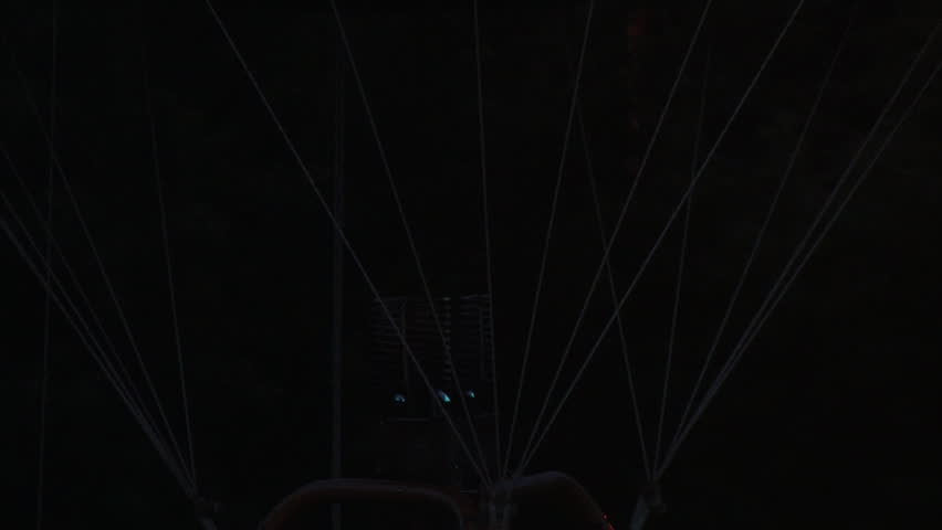 A hot air balloon gets inflated by propane gas.