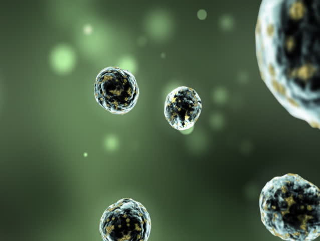 3-d animation of infected cells multiplying