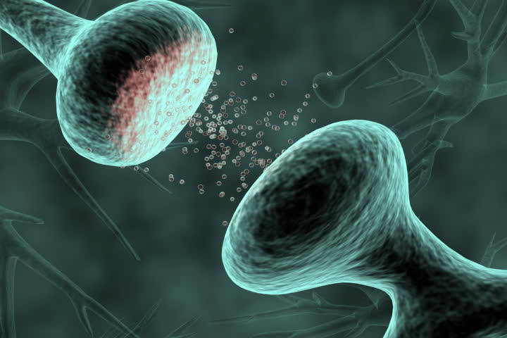 Digital footage  of chemical synapse  in  colour background	