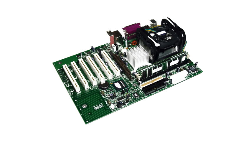 real 3D rotating motherboard isolated on white