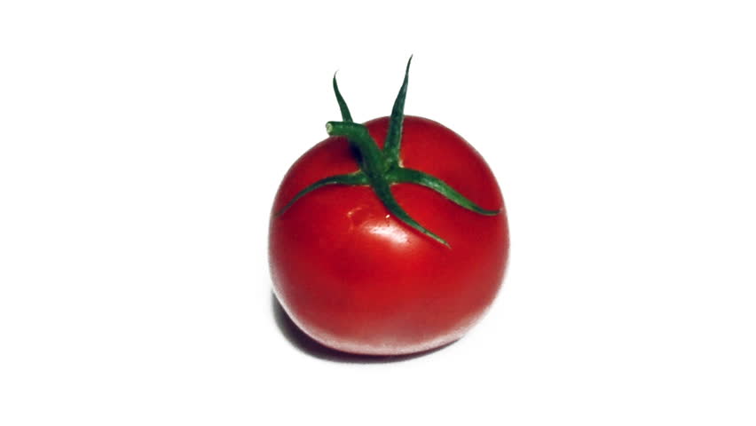 real 3D rotating tomato isolated on white