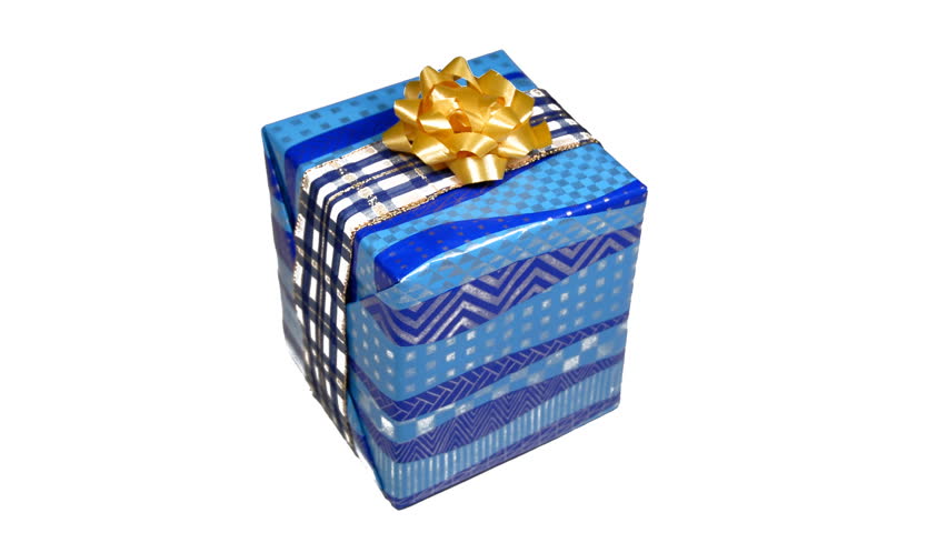 real 3D rotating blue gift