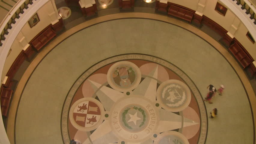 Video of the State Capital of Texas, Austin. Government headquarters for Senate and house of Representatives. Laws and legislator. Rotunda floor.