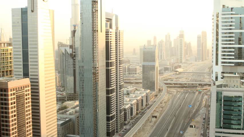 time lapse of dubai city from sunset to night