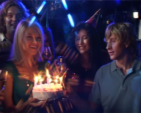 Group of friends celebrating birthday