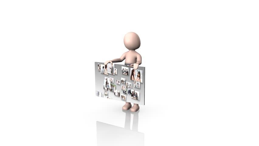 Character man showing business people at work