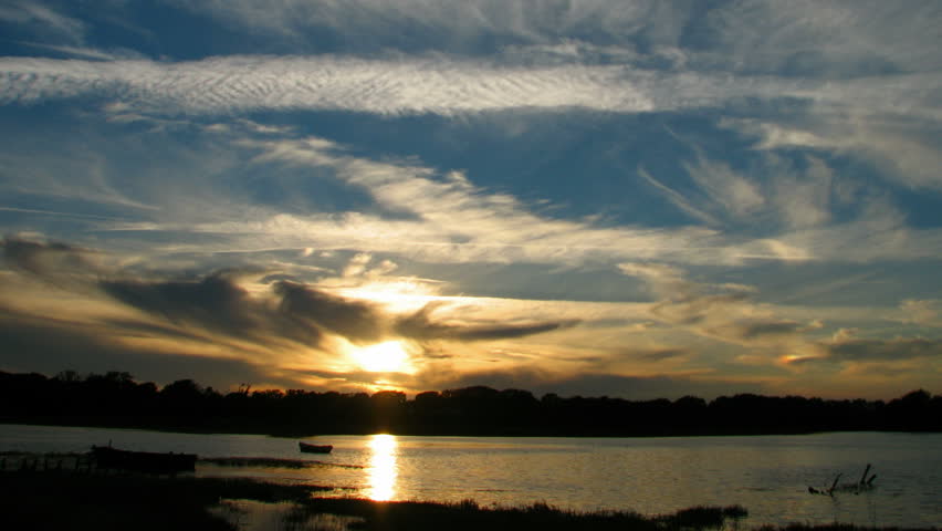 Sunset over the sea, HD time lapse clip