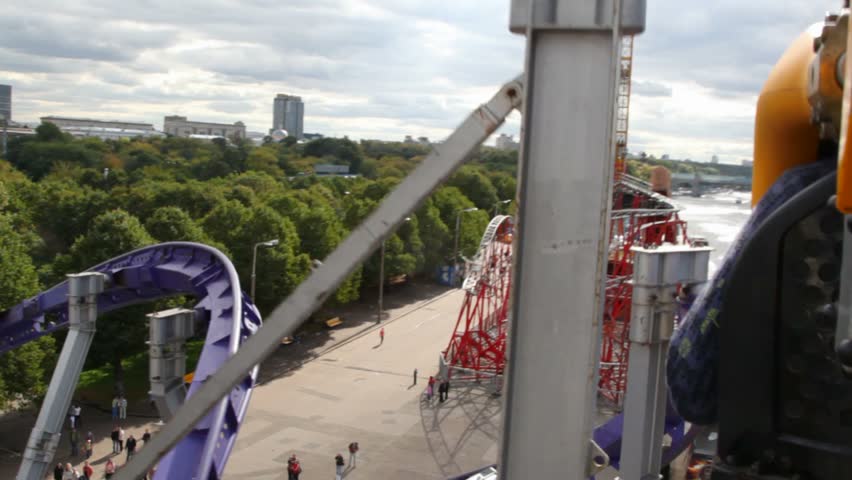 first person video from park extreme breathtaking amusement Roller Coaster user 