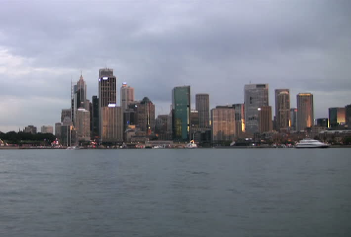 Time lapse of Sydney Harbor and Circular Quay at sunset