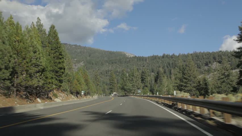 Driving east on northern California Sierra mountain highway 50.