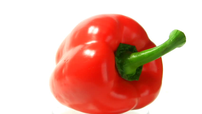 red paprika, isolated, rotating