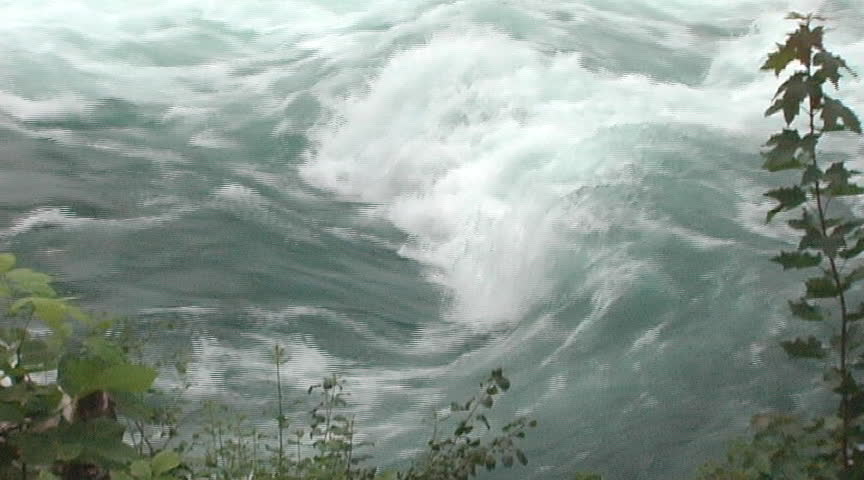 Niagara rapids under bridge to Goat Island