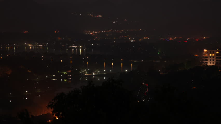 Stop Motion Night city Bird view
