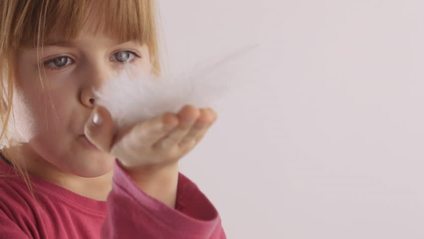 little girl and Swan feather