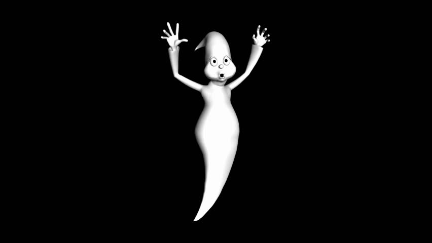Looping Ghost Animation 4. With Alpha Mask, isolated on black