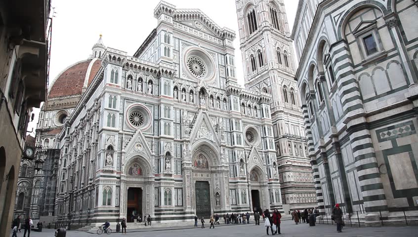 FLORENCE, ITALY - DECEMBER 23:  Italian and world travelers enjoy walk in the Piazza del Duomo, then take a tour in the cathedral church (Duomo) of Florence, Italy, December 23, 2009