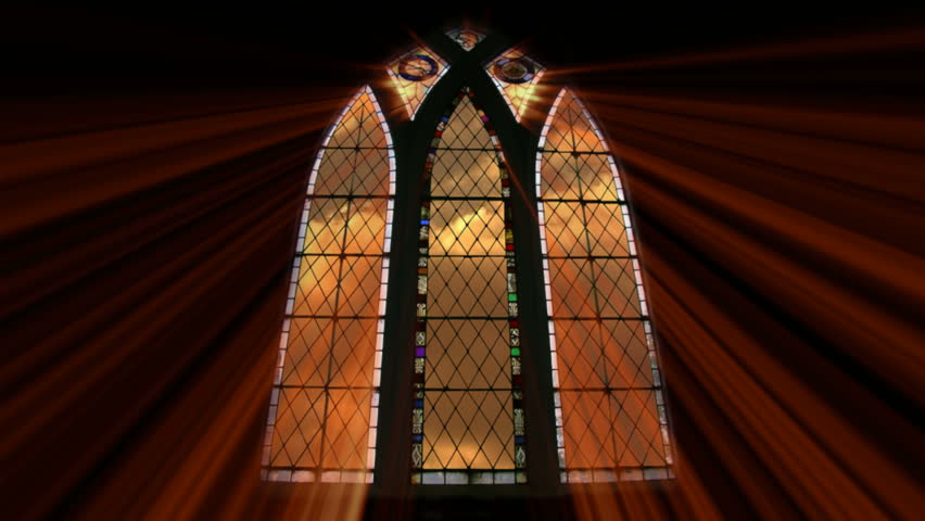 HD Sacred rays  v.#7 - Intense rays through church window, light-source goes on a center line from up to down
