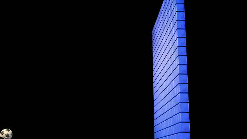 Soccer ball crash into zero gravity wall. Slow motion. Cam cycling. Animation