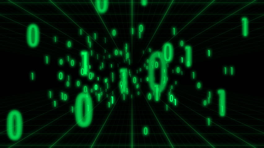 Flying through green digital binary. Loopable. HD 
