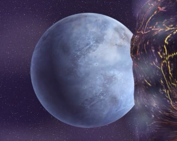 Asteroid falling on planet.