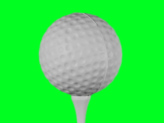 Golf ball on tee green screen close-up - NTSC