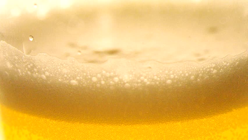 Closeup view of beer glass