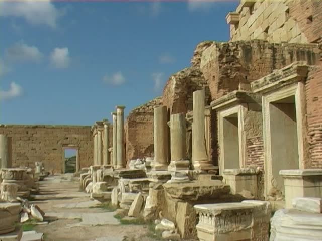 Market place at Leptis Magna, Al Khums, Libya.