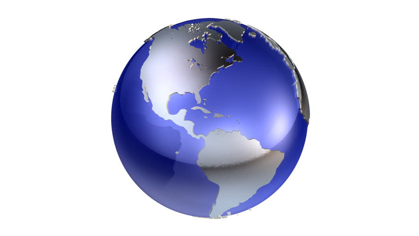 (Stock Video 1080 HD.) 16 secs and has a seamless loop if set to repeat. It's a high quality rotating 3d earth styled in a reflective glass & chrome combo.