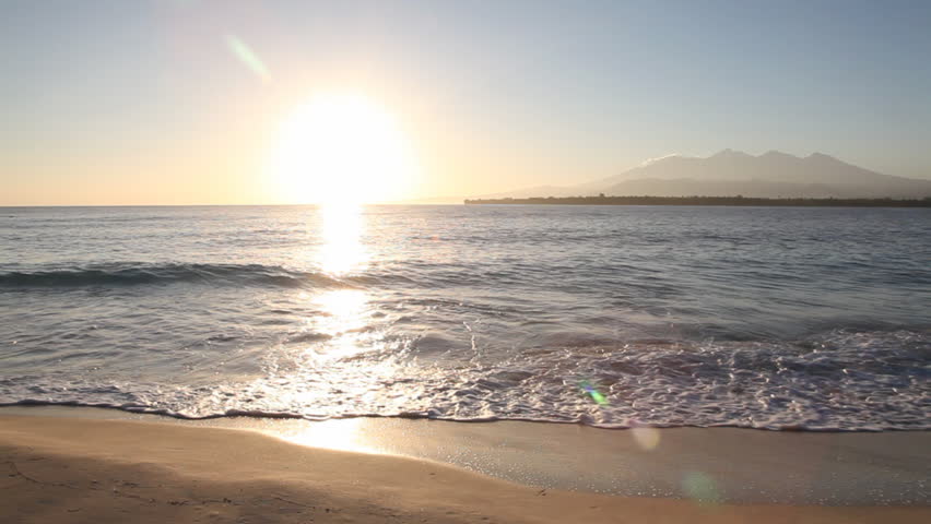 Tropical island sunrise time