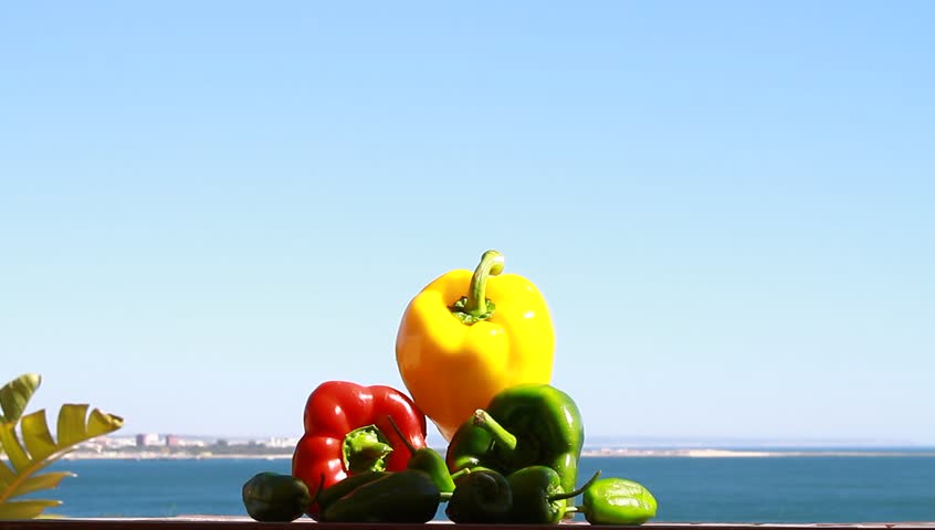 Colorful chillies Peppers& Small Green Peppers