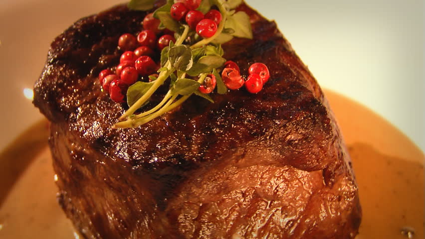 meat rotating on a dinner plate
