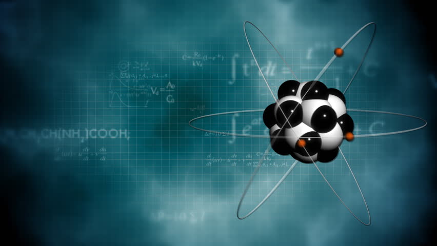Atom model. Loop science formula background