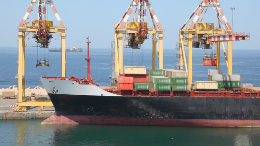 shipment of cargo-ship with containers in seaport