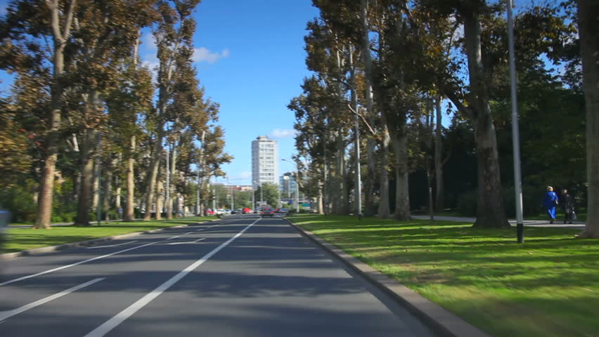 Car driving in town