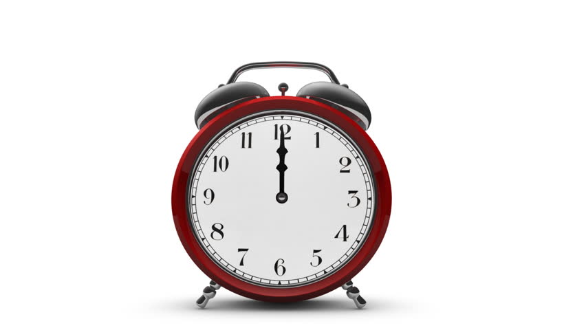 1080p HD video of an old alarm clock spinning up and working hard to spin the it's hands, then it jumps up and the alarm goes off finally it falls over and breaks.
