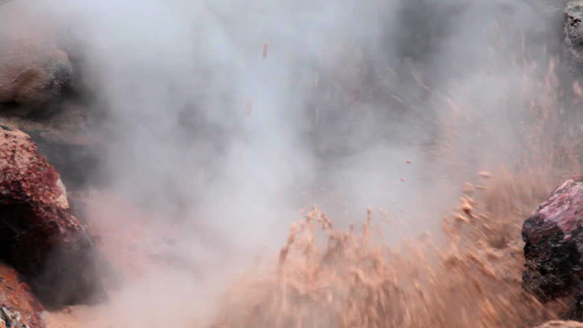 Bubbling mud pot, Red Spouter in Yellowstone National Park