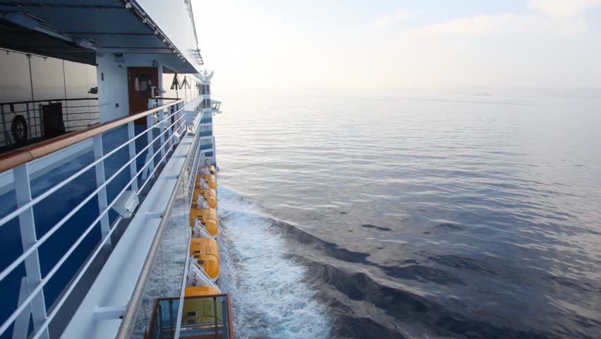cruise liner moving in morning sea