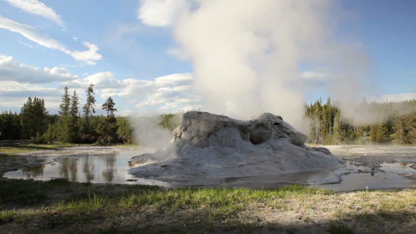 Eruption from Grotto Geyser, Yellowstone National Park