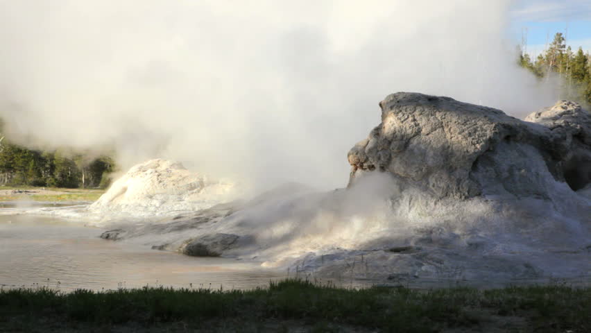Eruption from Grotto Geyser, Yellowstone National Park