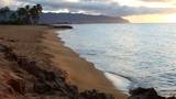 A sunset as seen from the beach on the north shore of Oahu, in Hawaii.