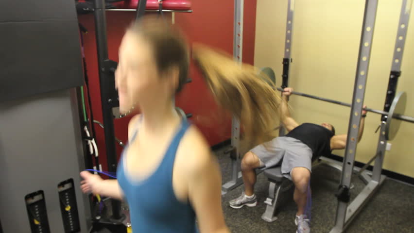 Female Jumping Rope in Gym 