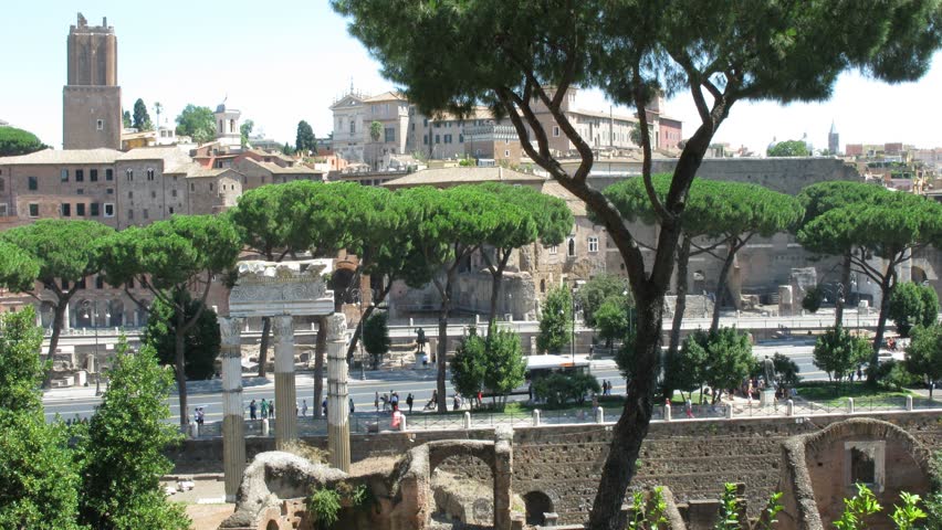 Time lapse view on ancient villa district called Domus area in Rome