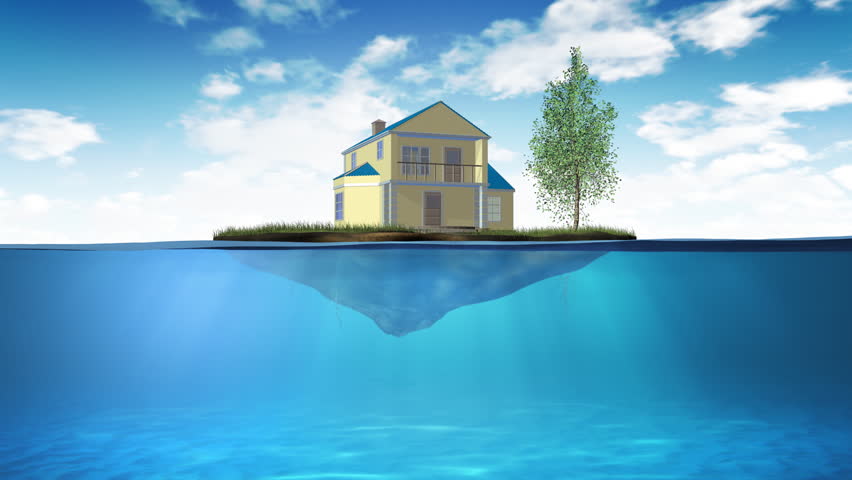 House sinking in the middle of the financial ocean