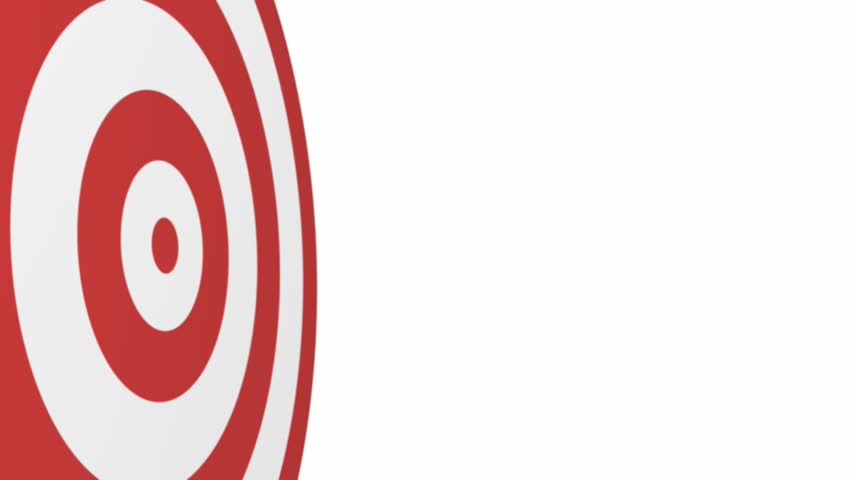 Animation of a chrome colored dart with the word "value" on it flying through the air and hitting a bulls eye.