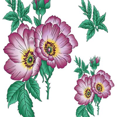 Digital Textile Floral Motifs Baroque Motifs Stock Illustration ...
