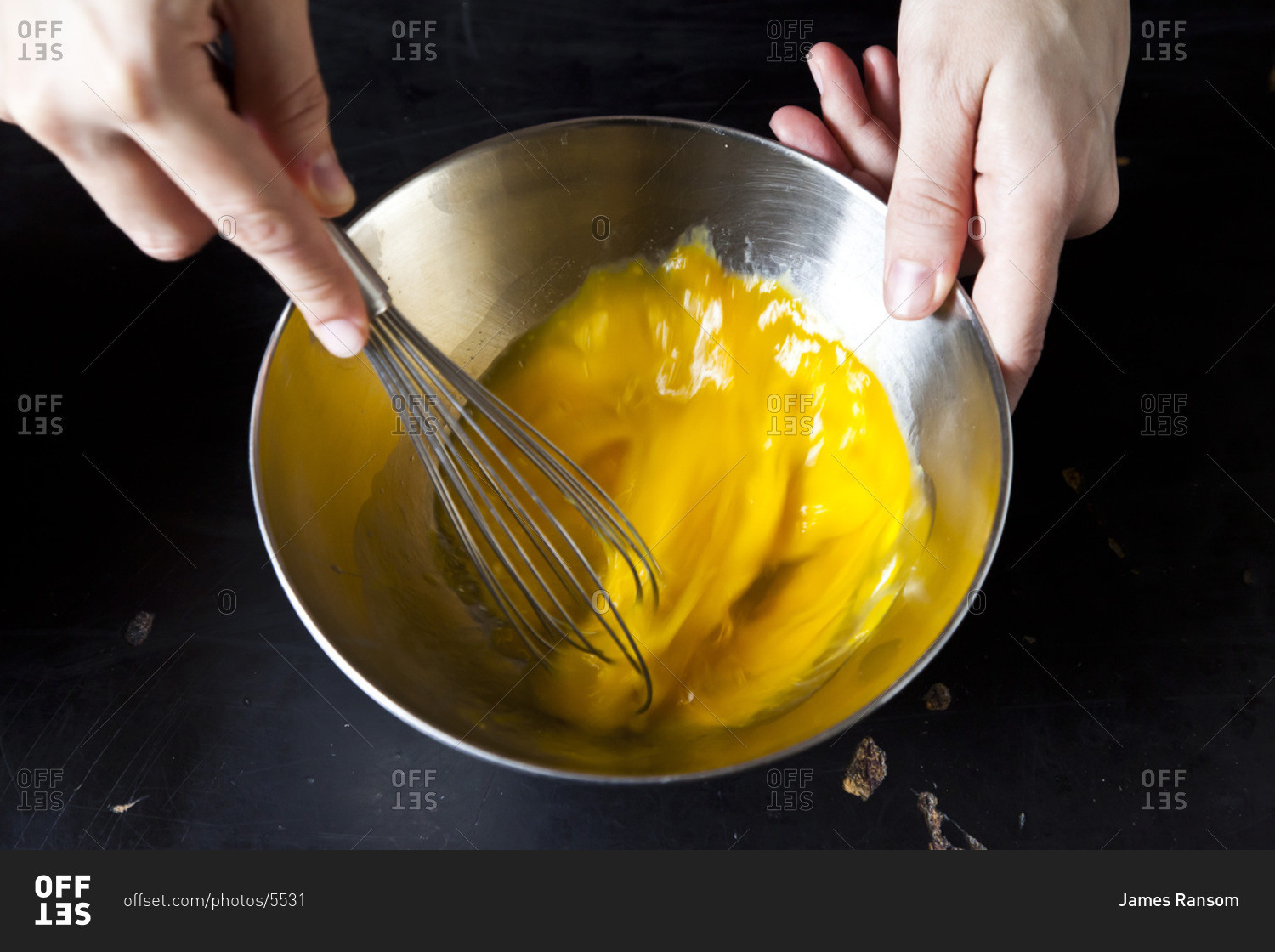 Beat the eggs in a bowl