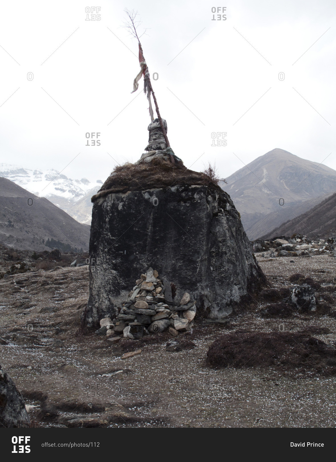 A freestanding stupa in the mountains, Bhutan